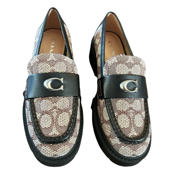 Coach Leah Textile Jacquard Loafer Cocoa Black NEW Size 5.5 - Picture 4 of 11